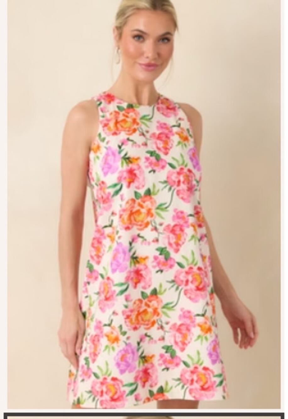NWT Prosperina Claire Pink Multi Floral Cotton Bow Back Dress Sz